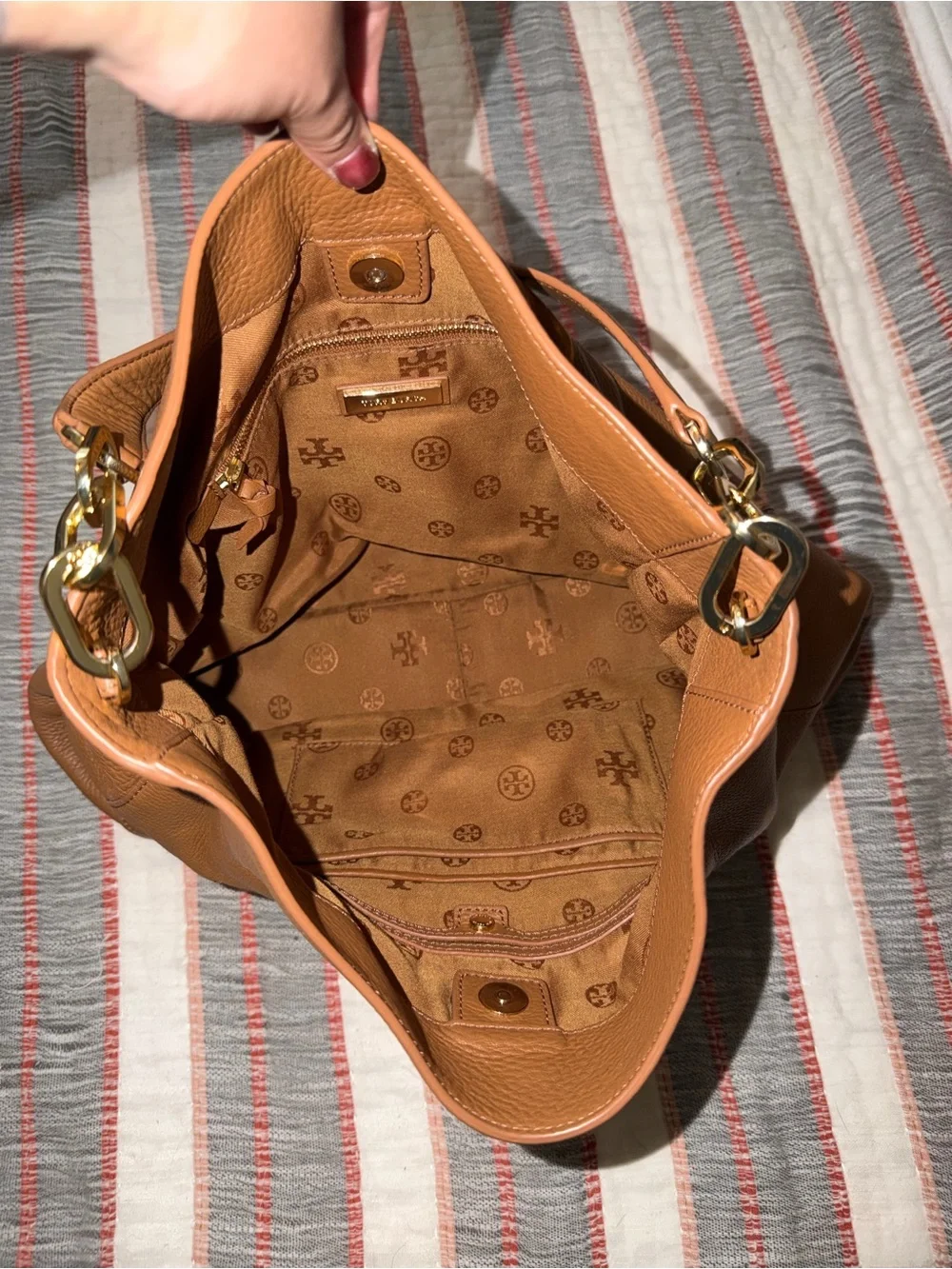 Tory Burch Britten Tan Slouchy Hobo